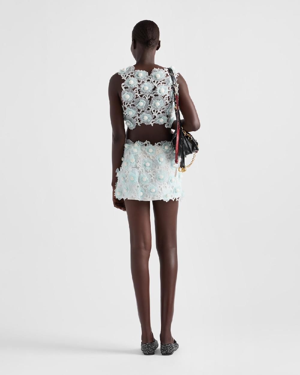 Prada Top De Guipur Con Bordado Dahlia