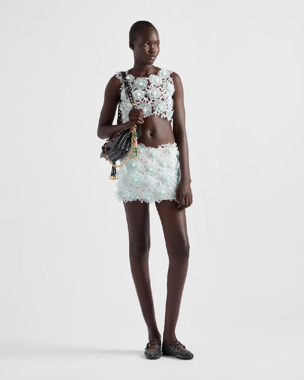 Prada Top de guipur con bordado Dahlia