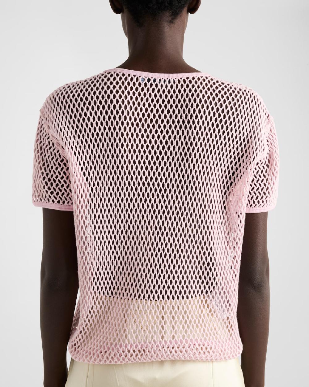 Prada Top De Malla De Algodón