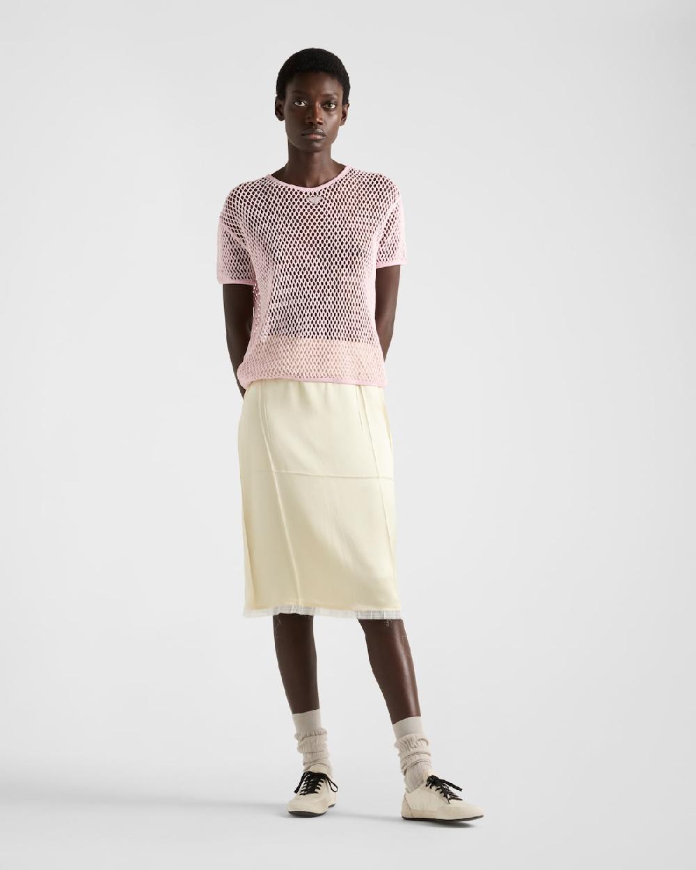 Prada Top de malla de algodón