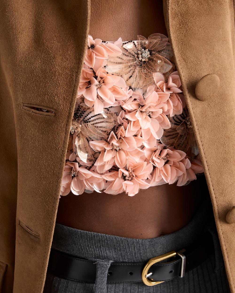 Prada Top De Organza Bordada