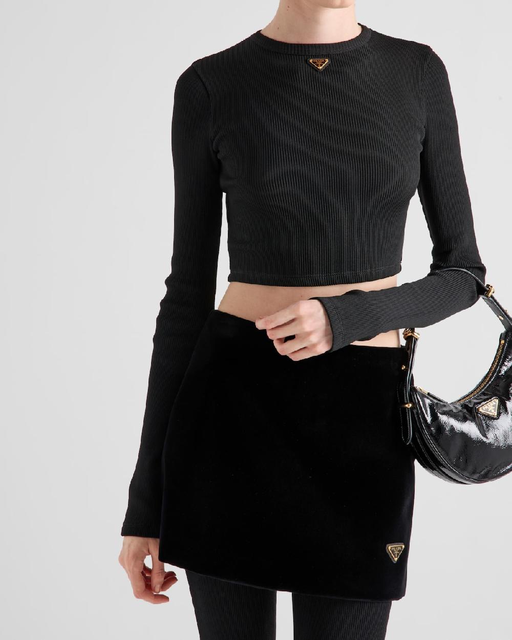 Prada Top De Punto Acanalado
