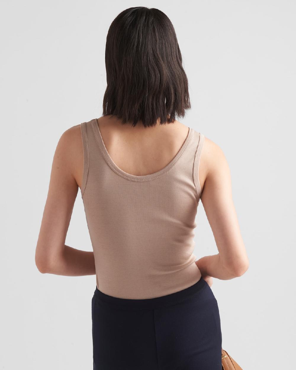 Prada Top De Punto Acanalado