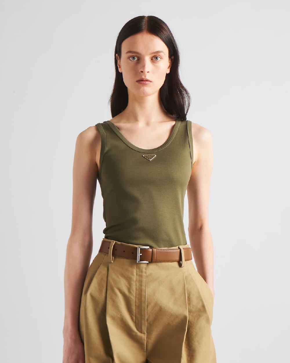 Prada Top De Punto Acanalado