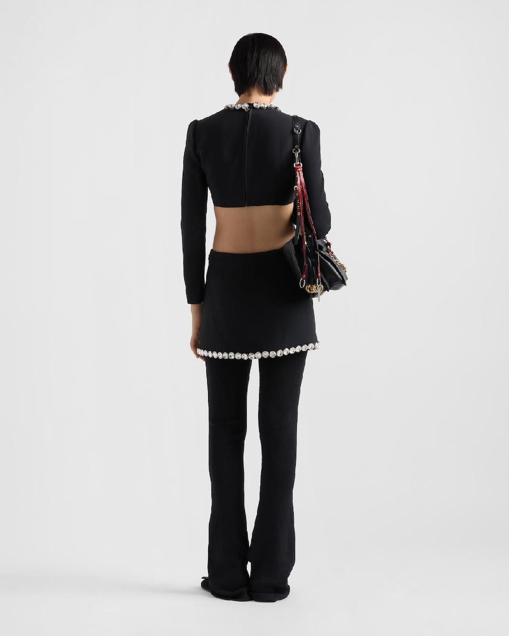 Prada Top De Sablé Compacto Bordado