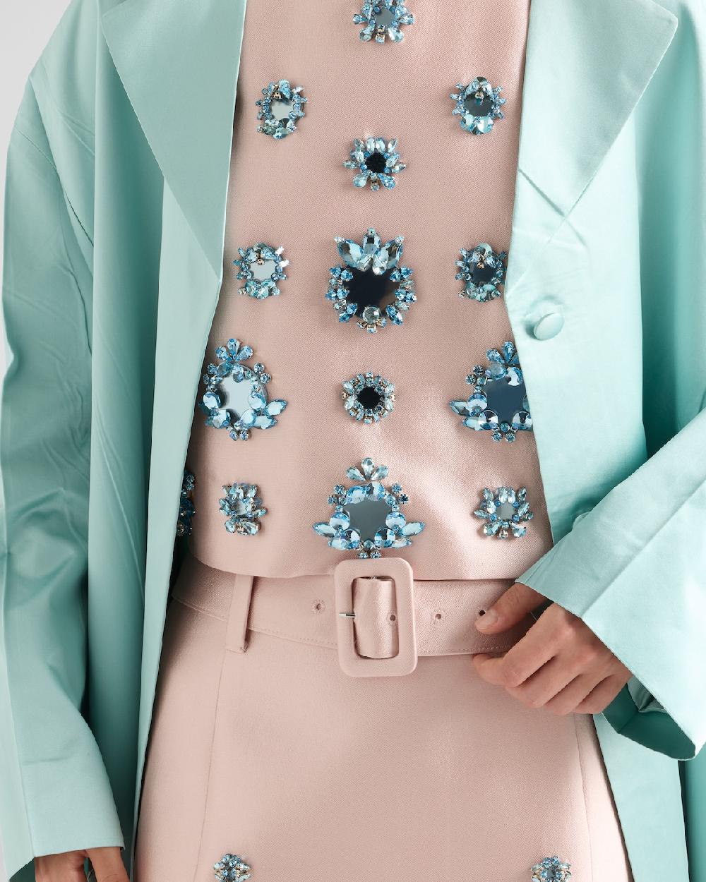 Prada Top De Seda Y Lana Bordado