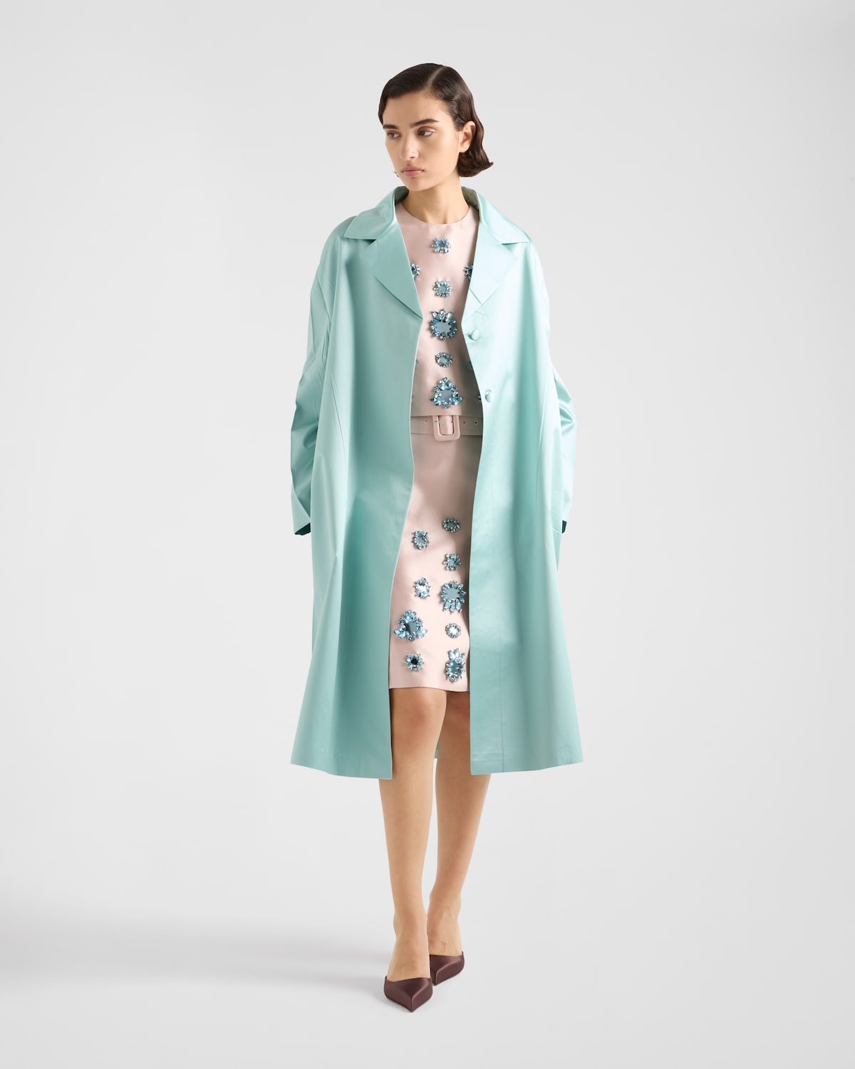 Prada Top de seda y lana bordado