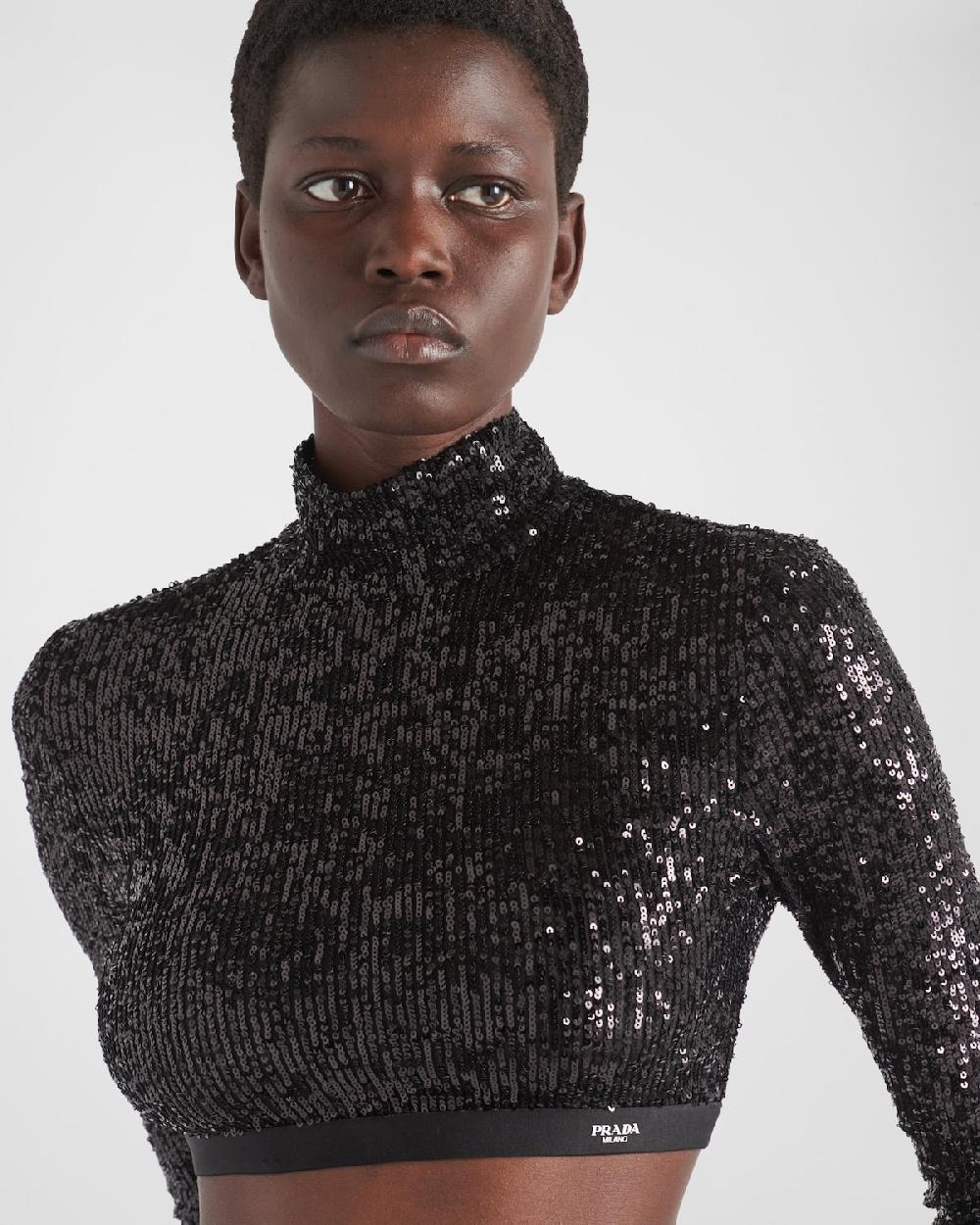 Prada Top Elástico De Lentejuelas