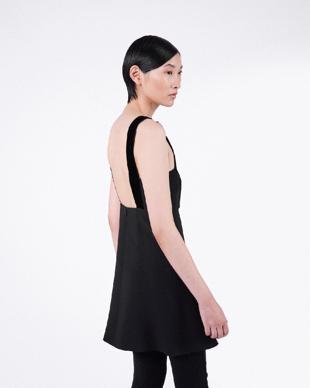 Prada Vestido Corto De Cady Bordado