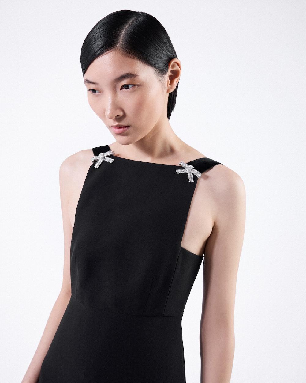 Prada Vestido Corto De Cady Bordado