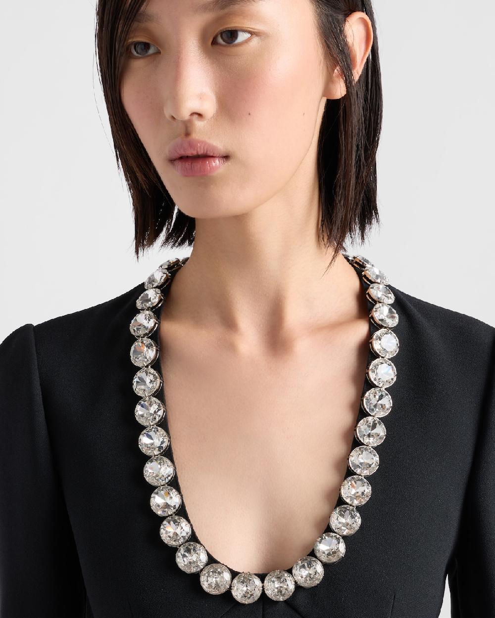 Prada Vestido Corto De Sablé Compacto Bordado