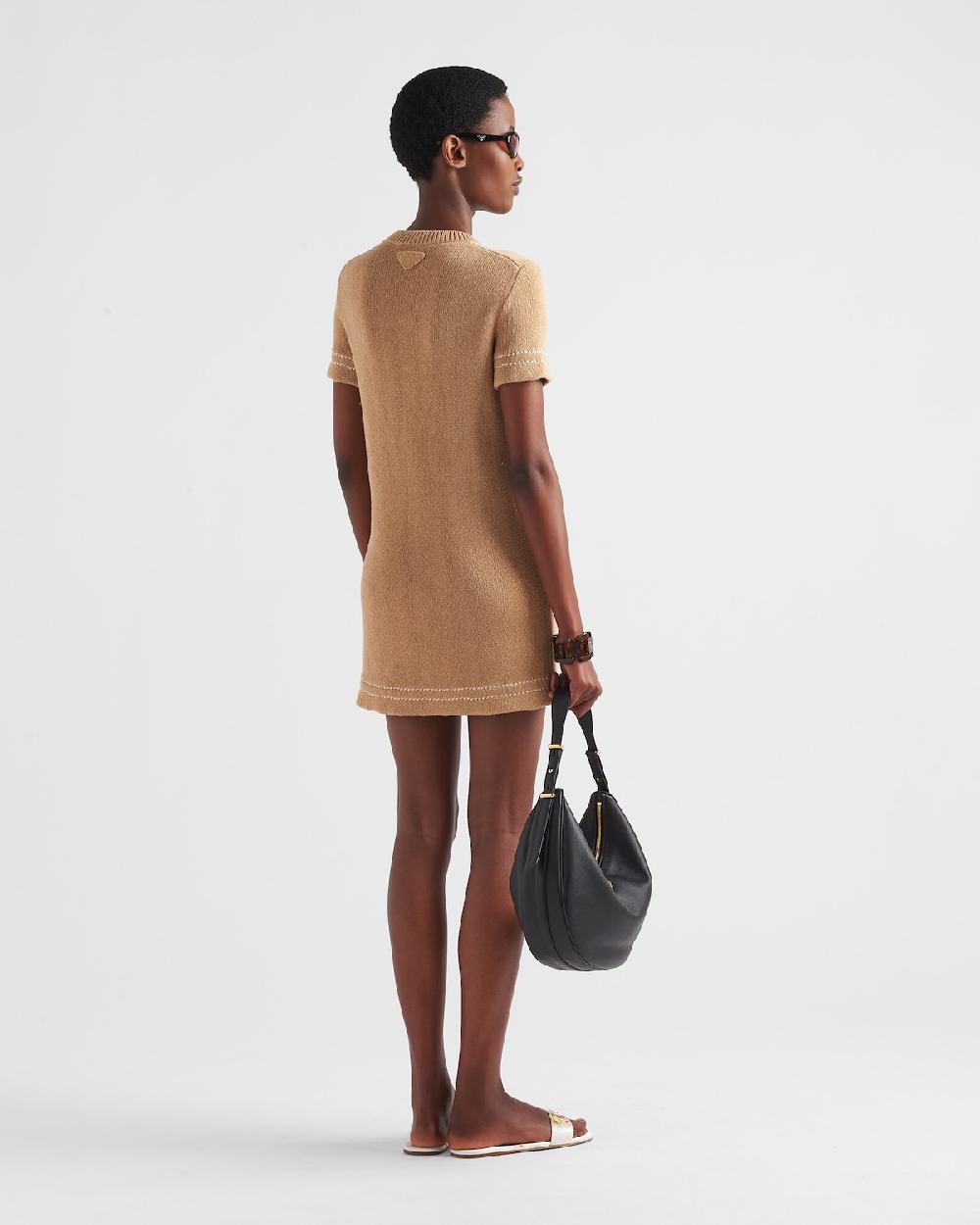 Prada Vestido De Algodón De Cuello Redondo