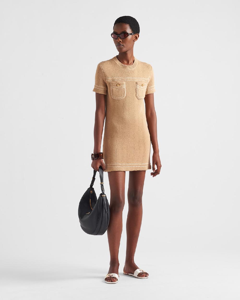 Prada Vestido de algodón de cuello redondo