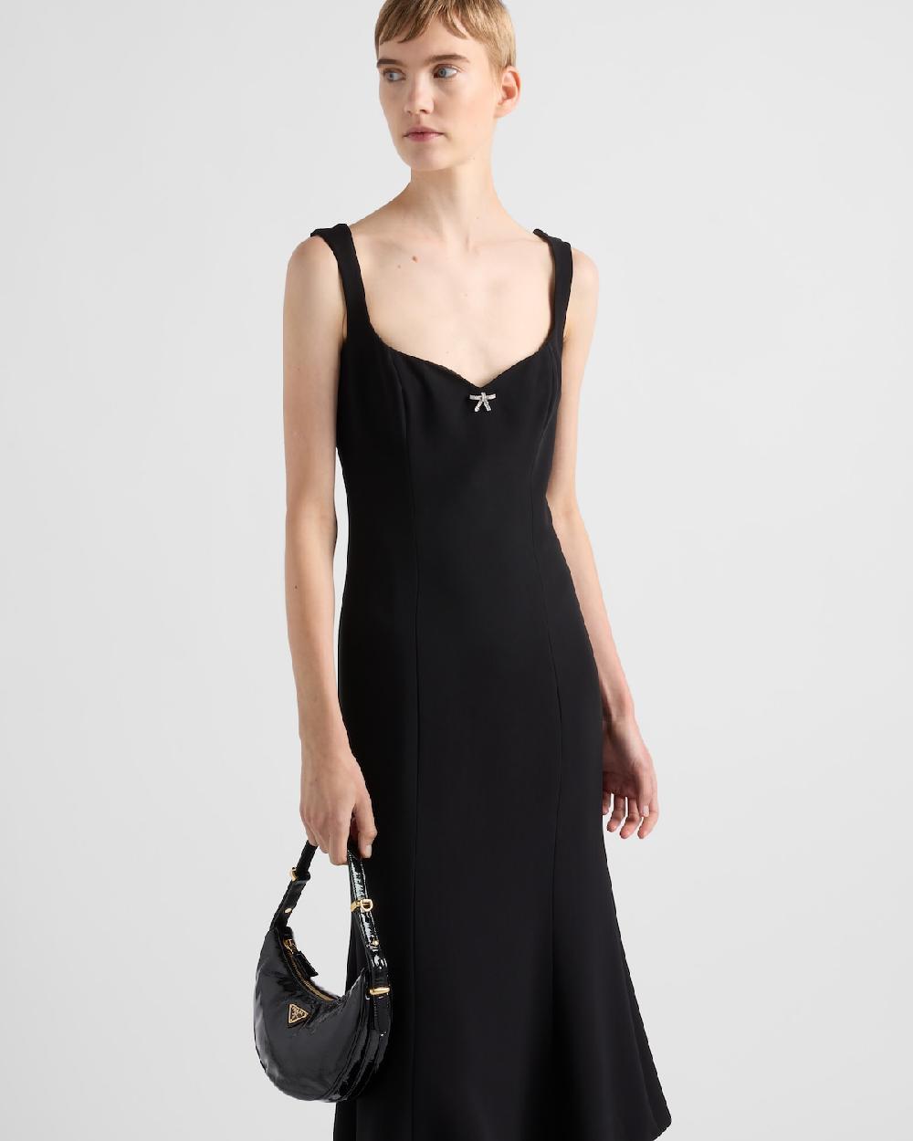 Prada Vestido De Cady Bordado