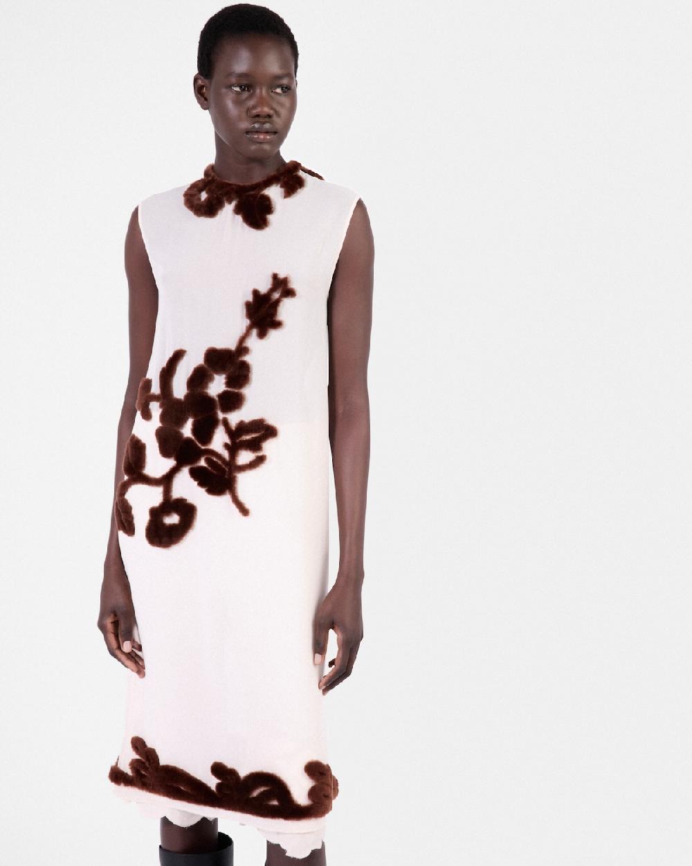 Prada Vestido De Georgette Bordado