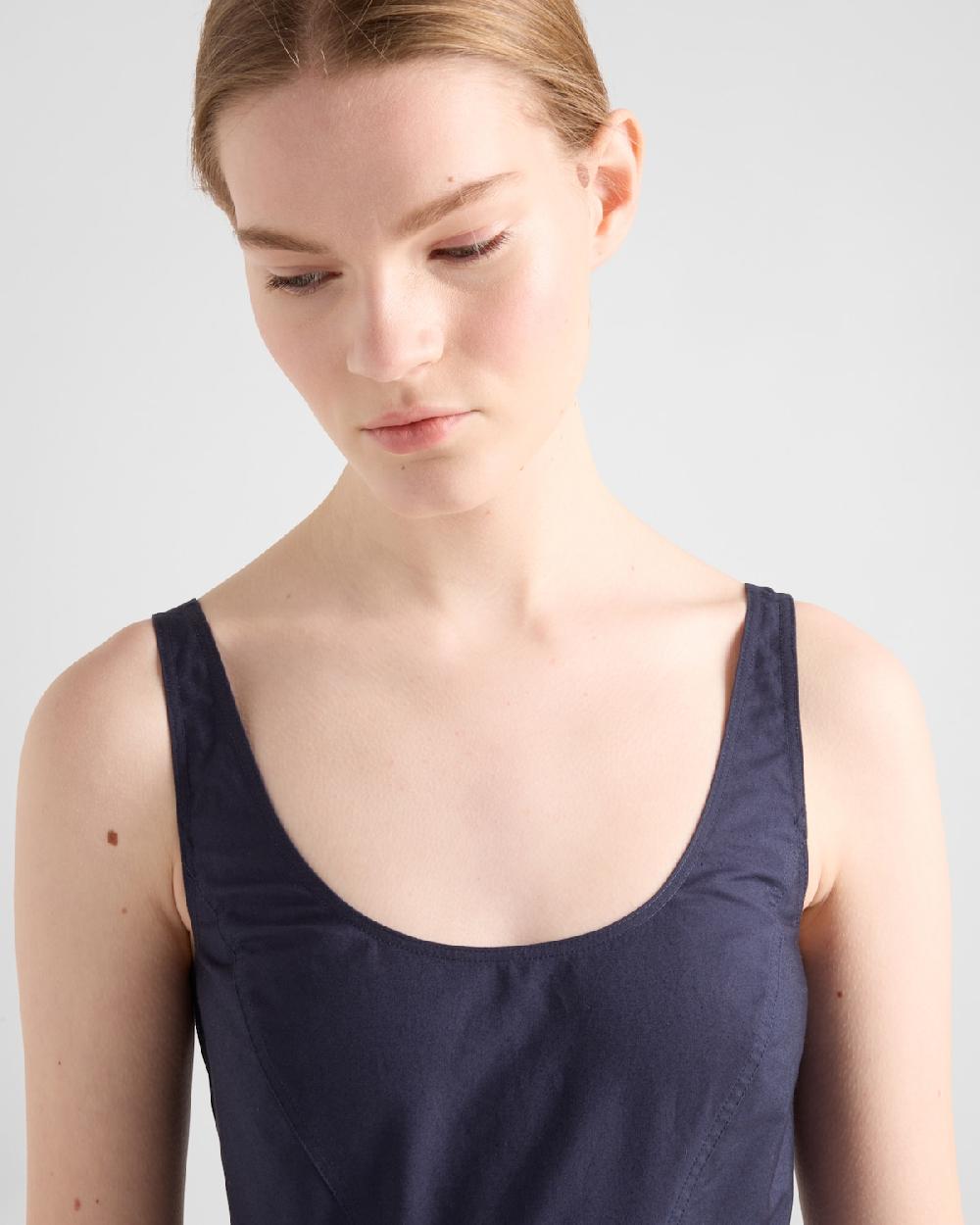 Prada Vestido De Lona De Algodón