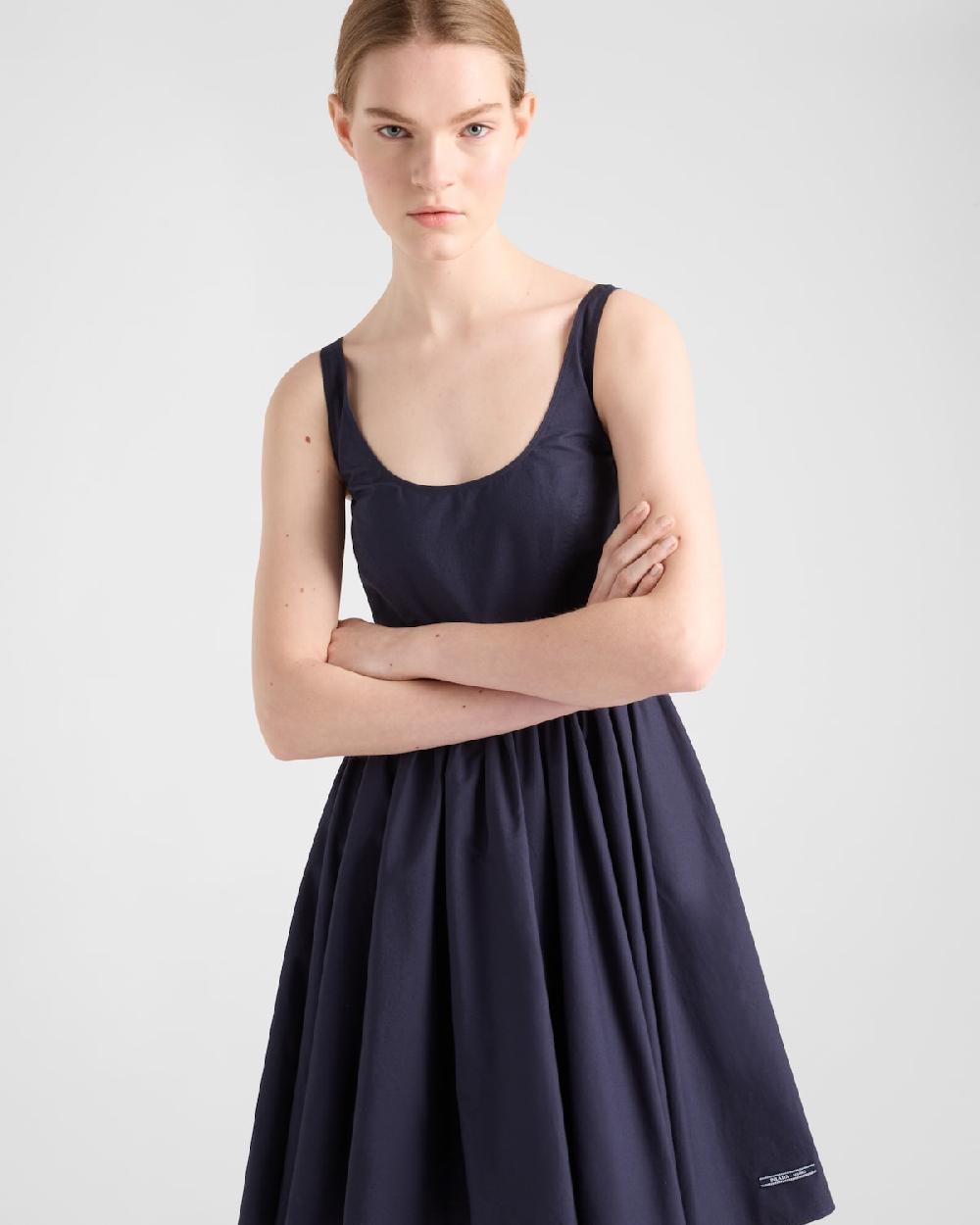 Prada Vestido De Lona De Algodón