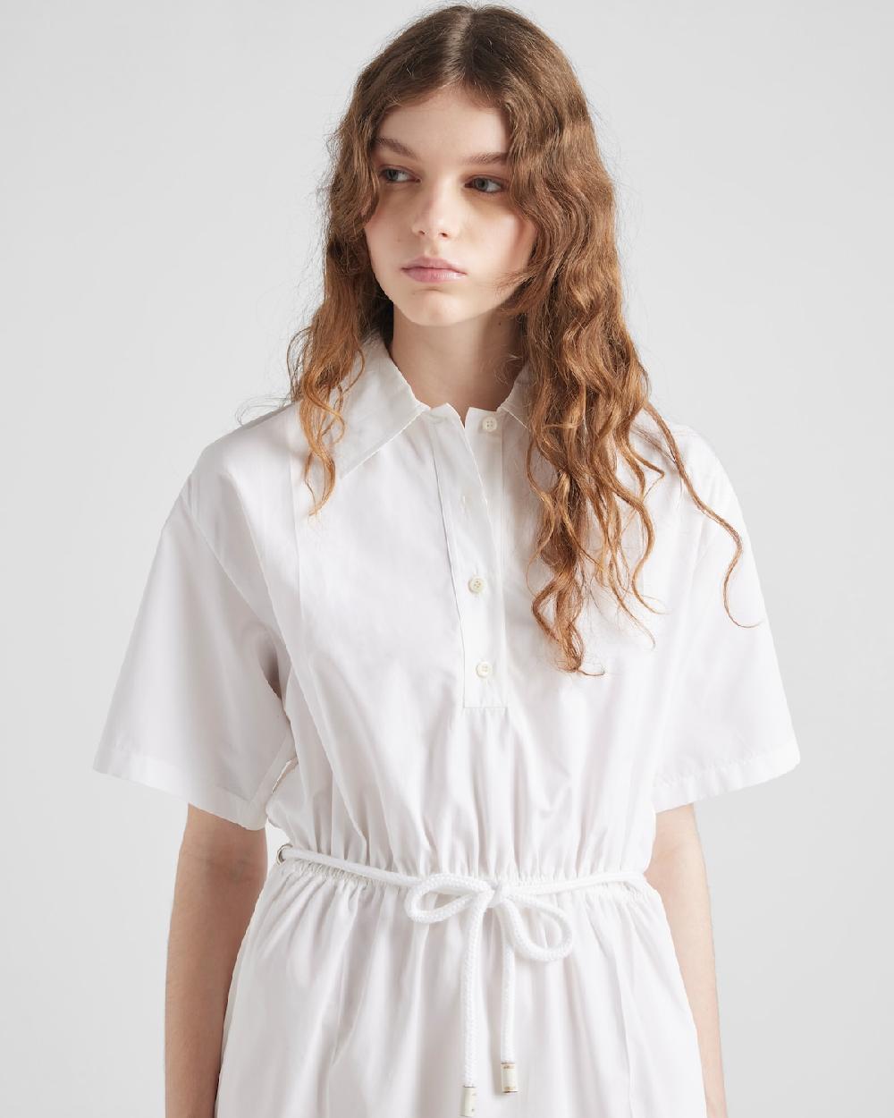 Prada Vestido De Popelín Y Satén