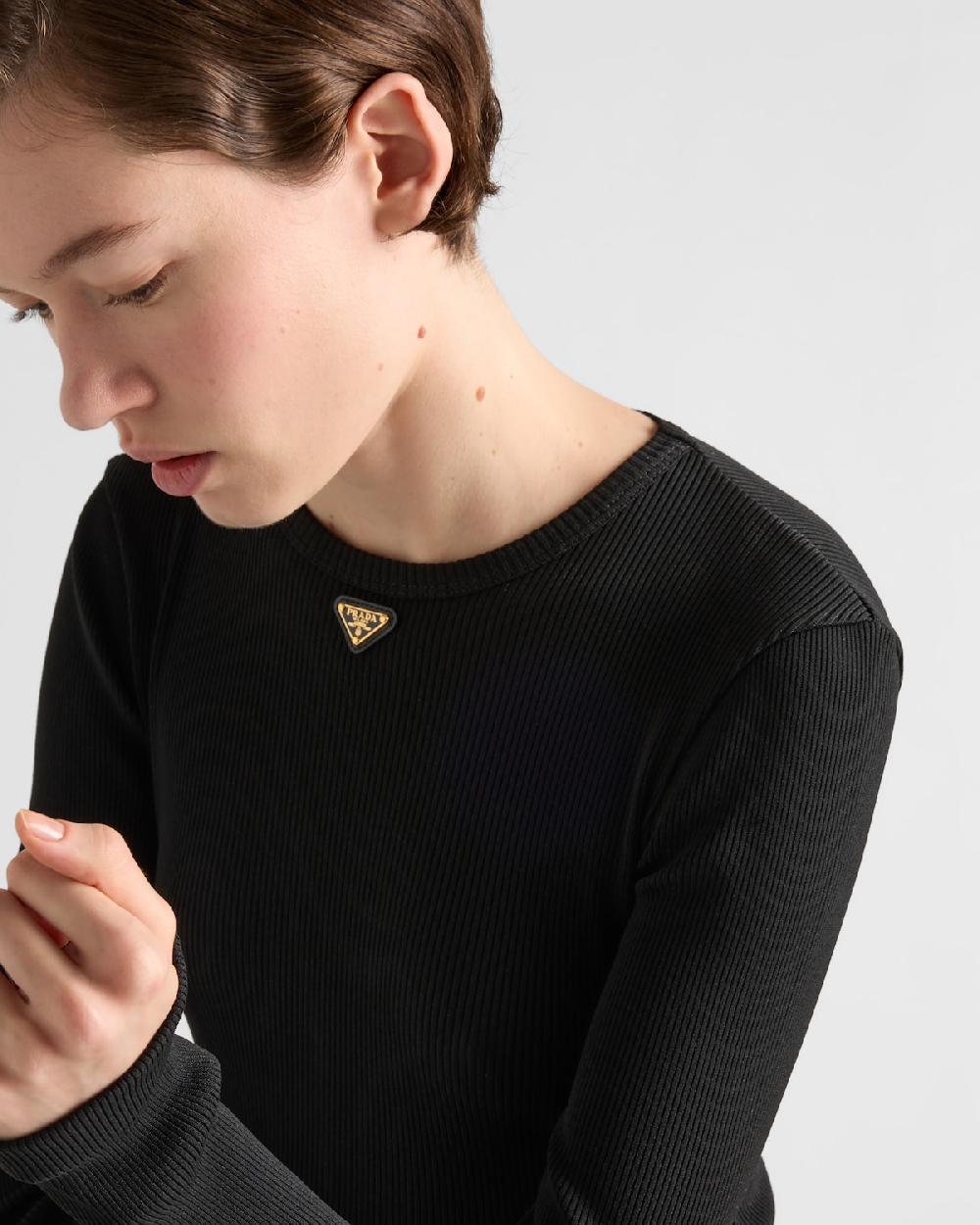 Prada Vestido De Punto Acanalado