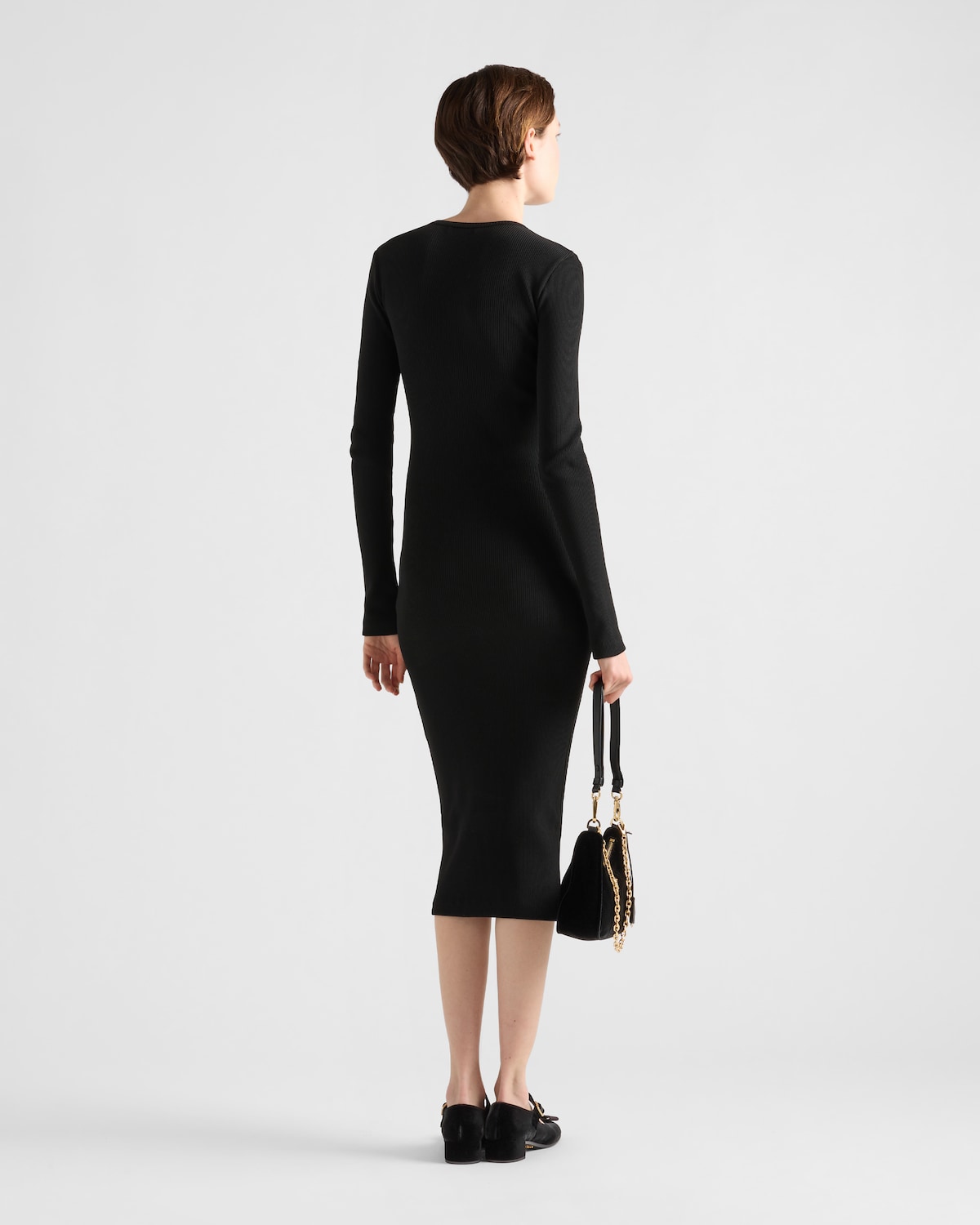 Prada Vestido De Punto Acanalado