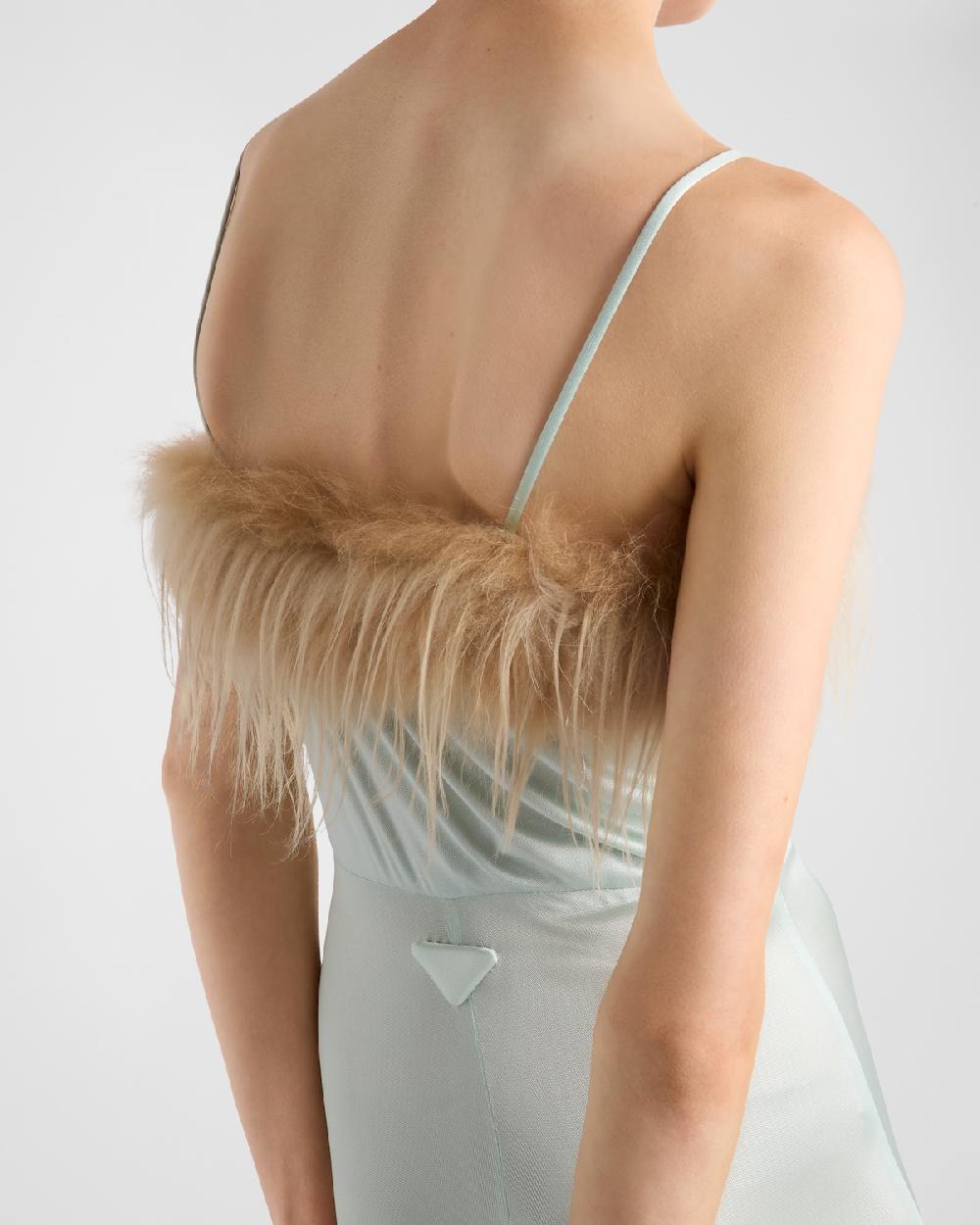 Prada Vestido De Punto De Satén