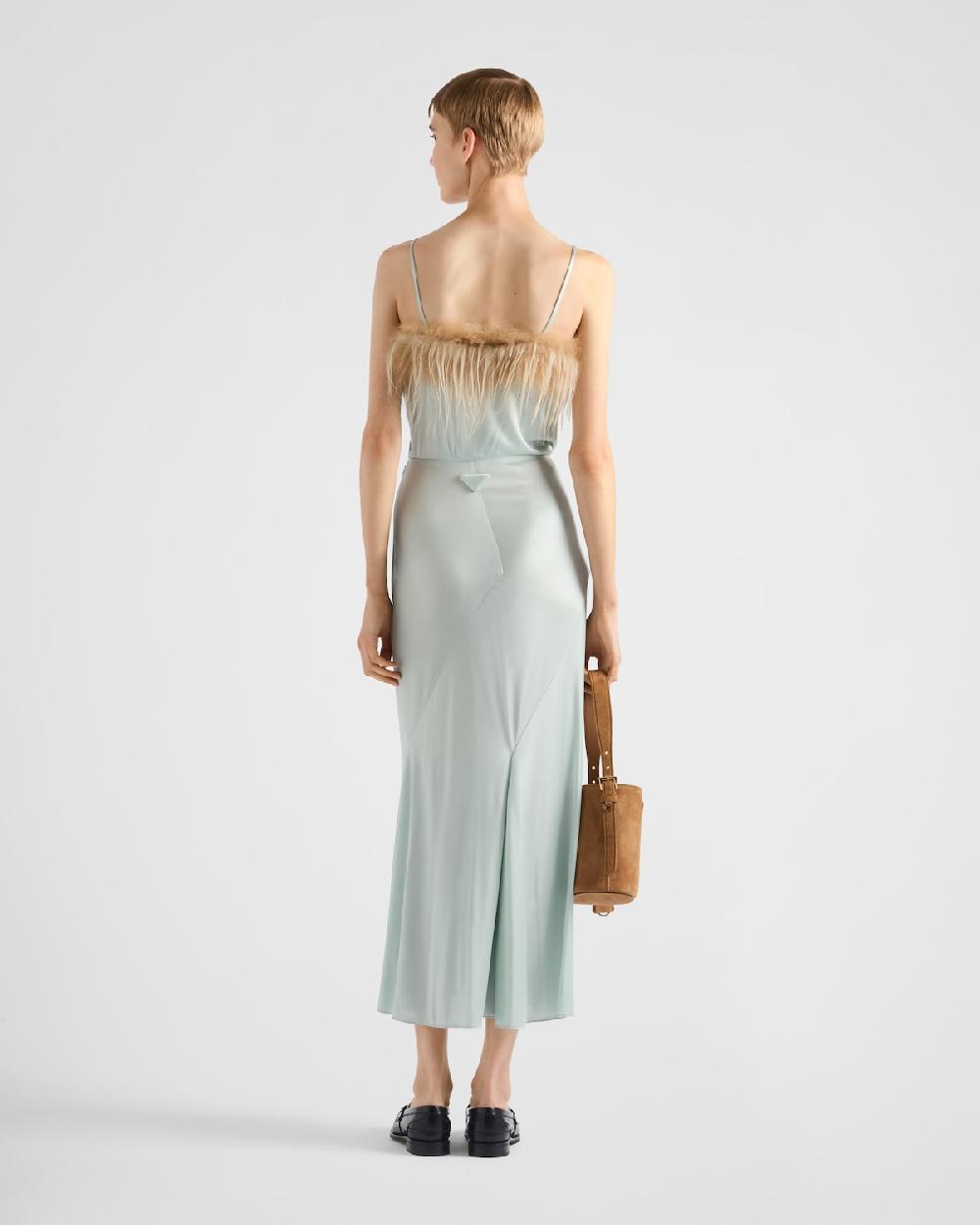 Prada Vestido De Punto De Satén