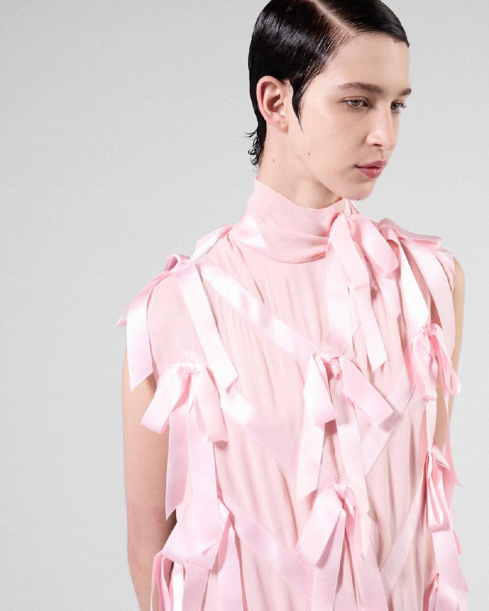 Prada Vestido De Sablé Con Lazos