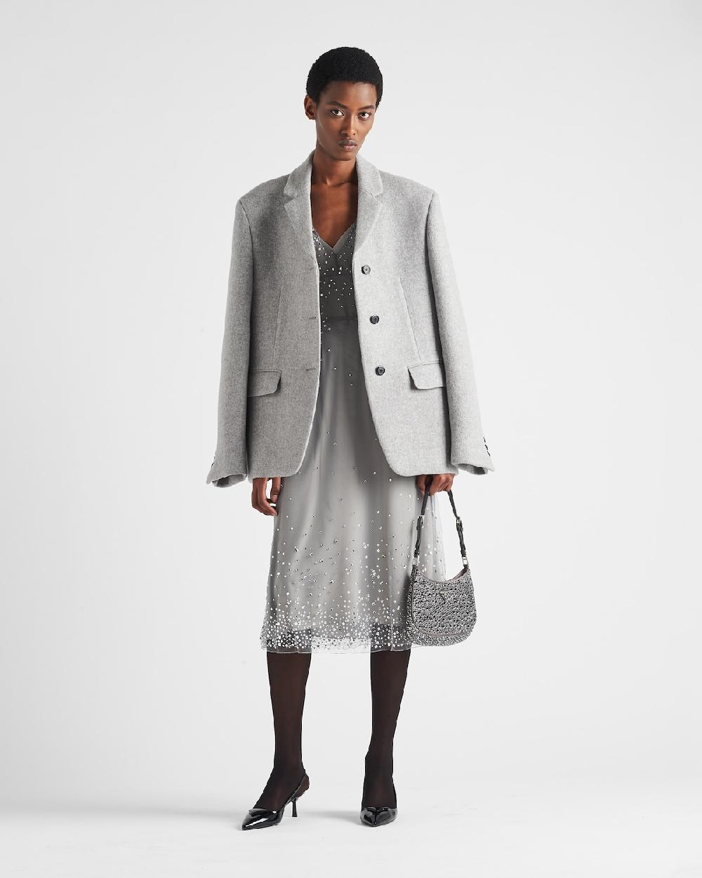 Prada Vestido halter de tul bordado