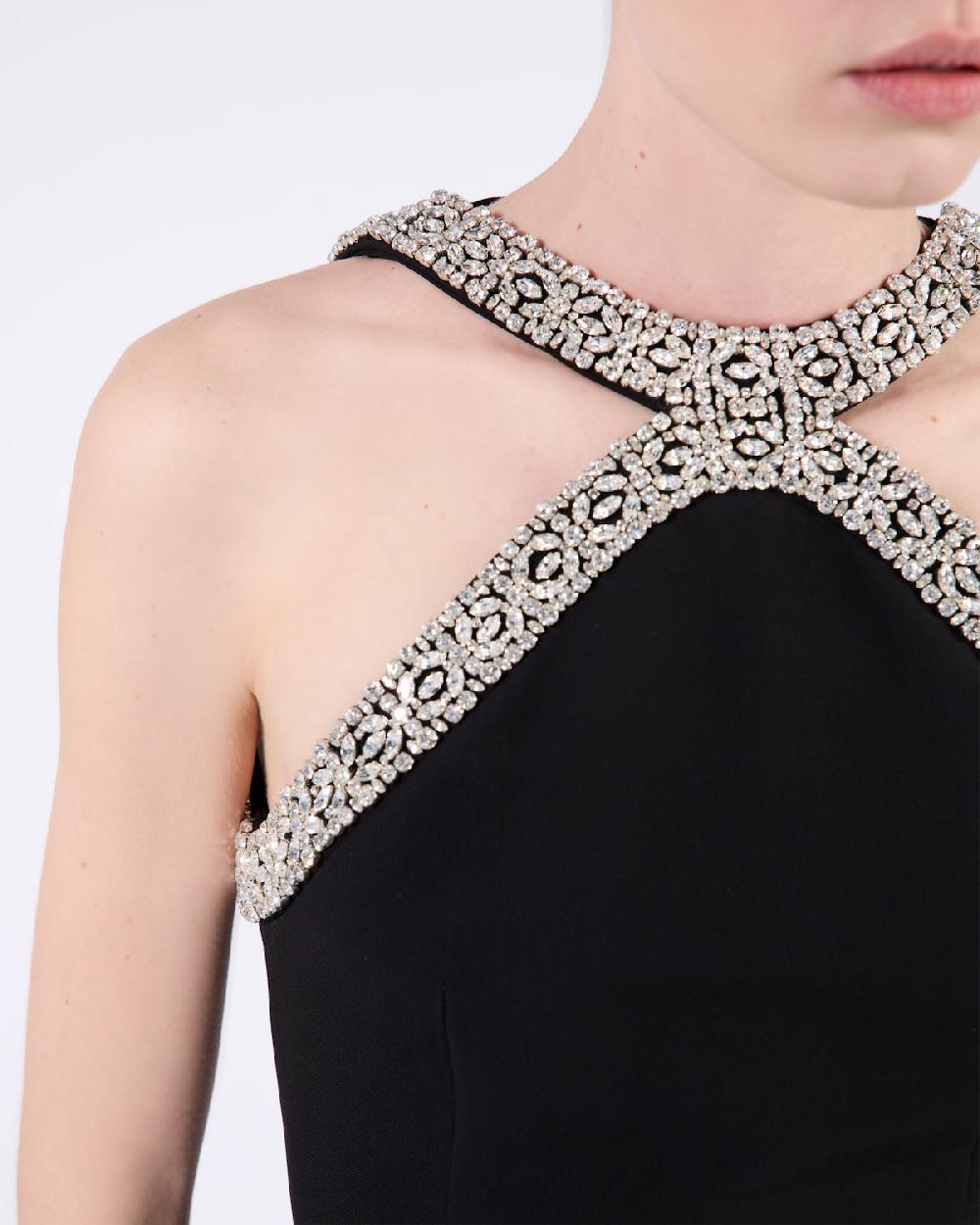 Prada Vestido Largo De Cady Bordado