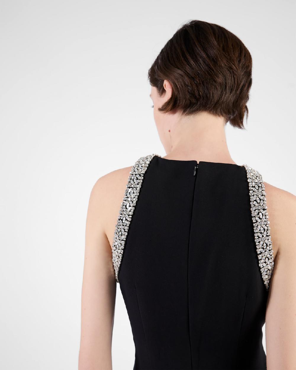 Prada Vestido Largo De Cady Bordado