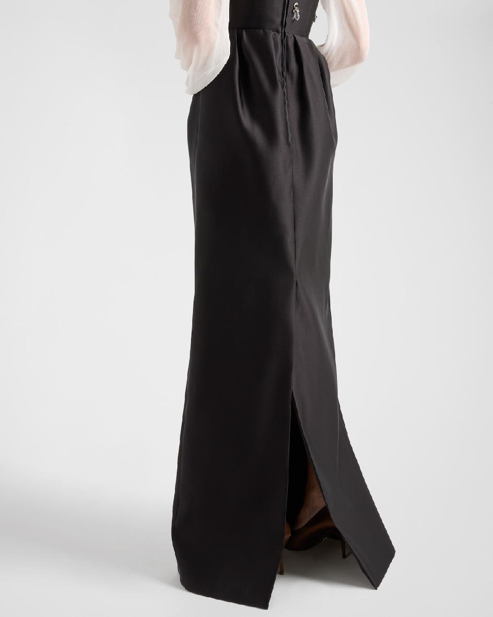 Prada Vestido Largo De Satén Bordado