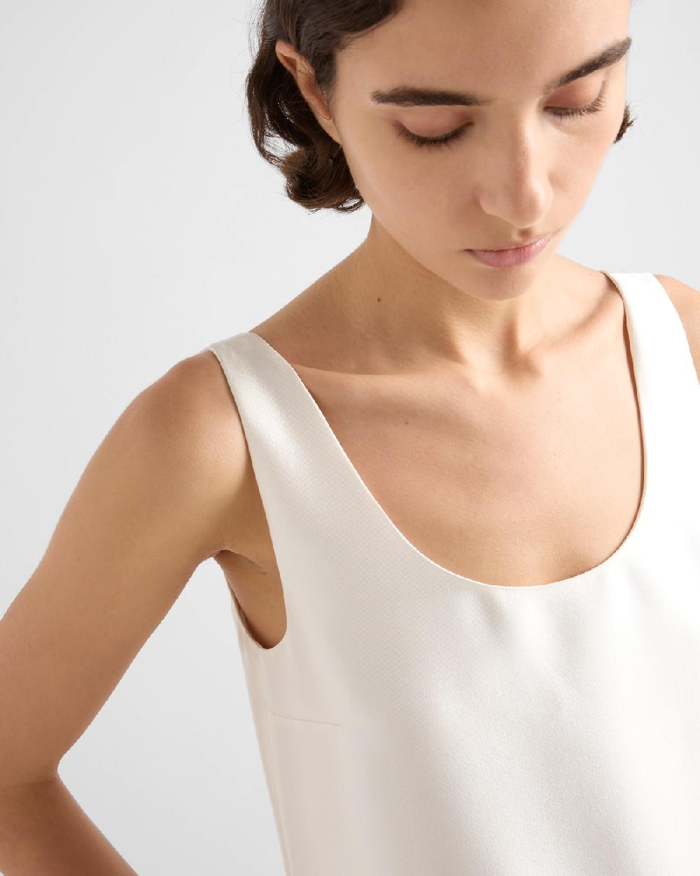 Prada Vestido Largo De Seda Y Lana Con Bordado