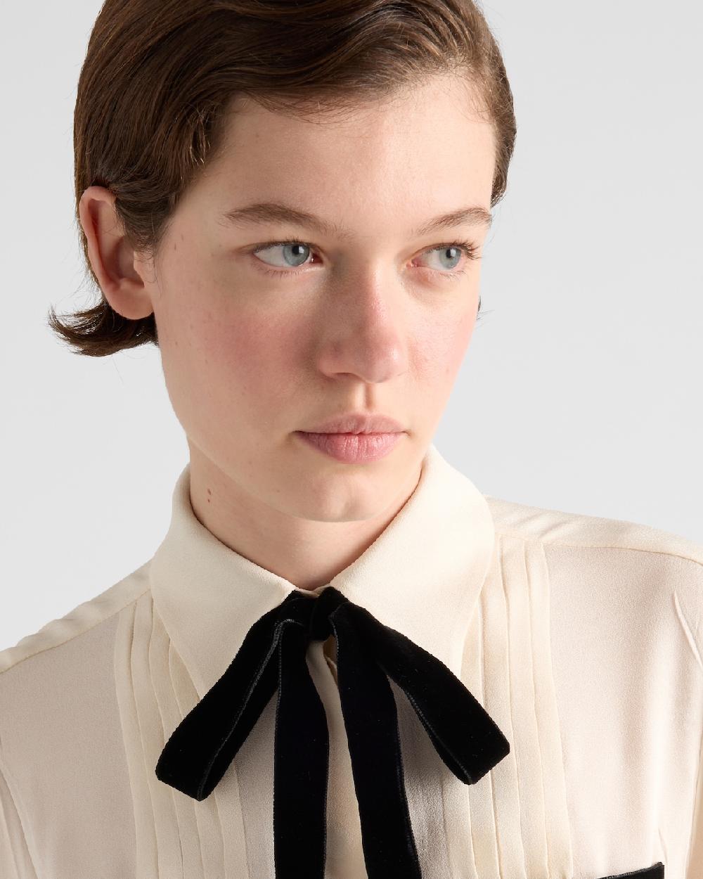 Prada Vestido Largo Plisado De Sablé De Satén