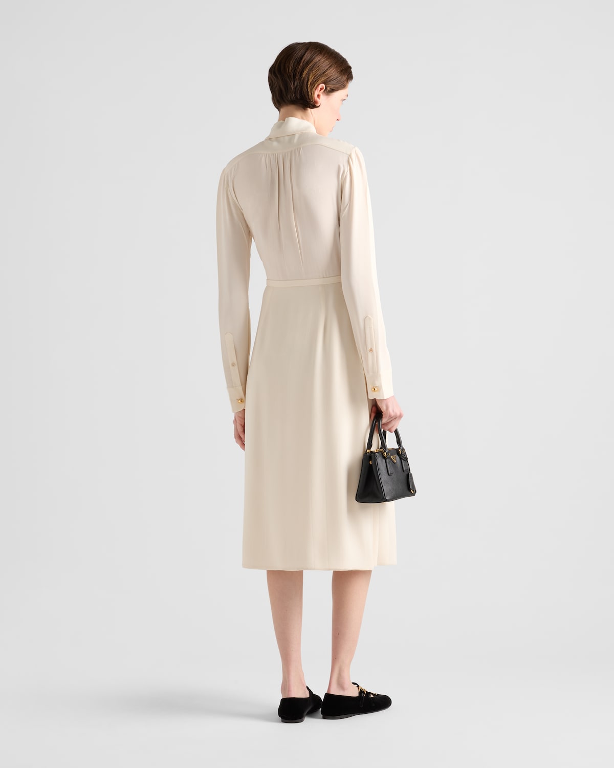 Prada Vestido Largo Plisado De Sablé De Satén