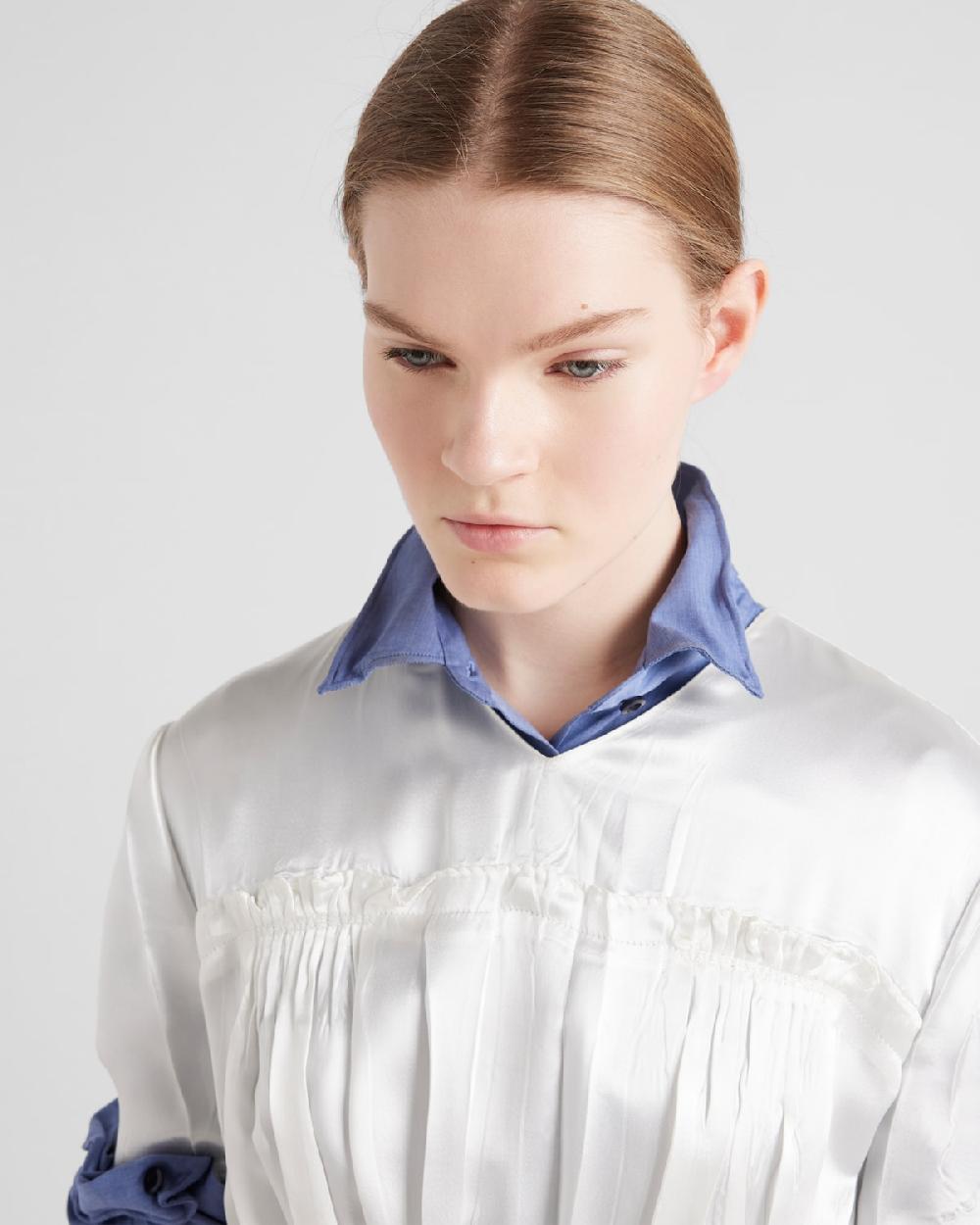 Prada Vestido Midi De Satén Bordado