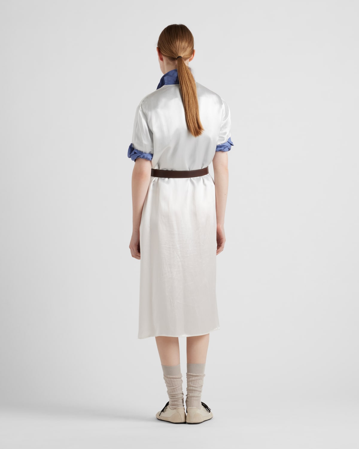 Prada Vestido Midi De Satén Bordado