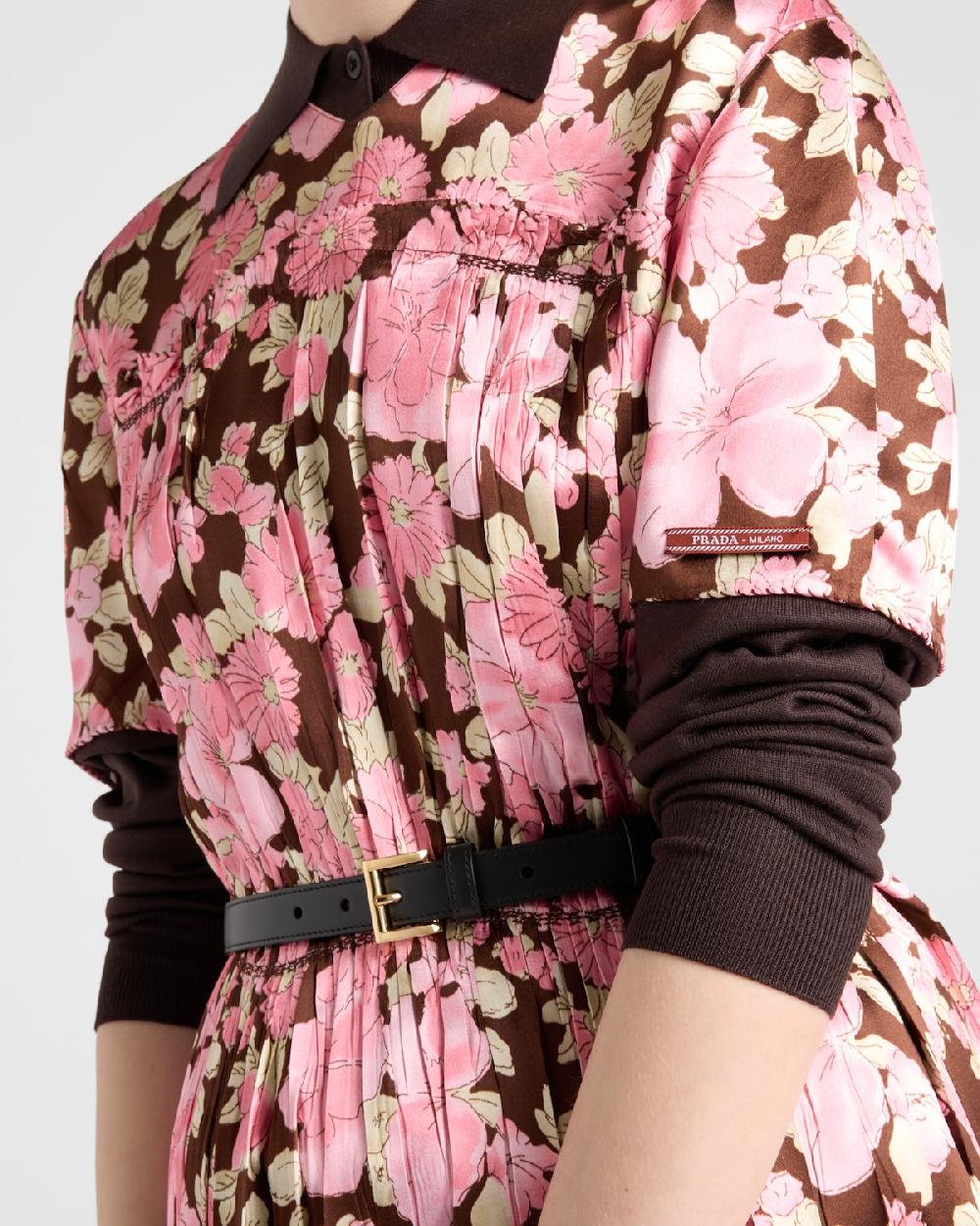 Prada Vestido Midi De Satén Bordado