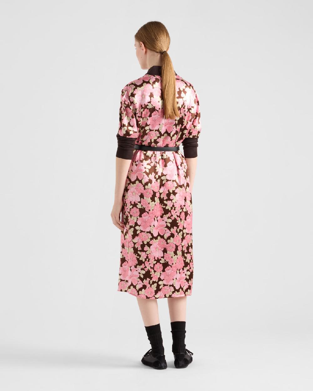 Prada Vestido Midi De Satén Bordado