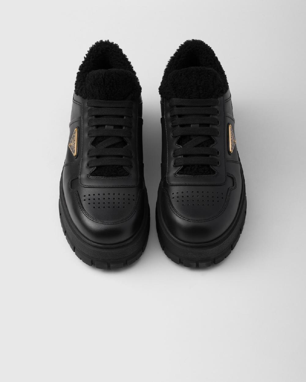 Prada Zapatillas Con Cordones De Piel