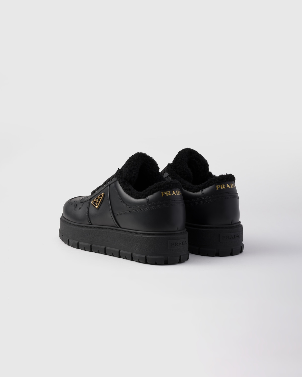 Prada Zapatillas Con Cordones De Piel