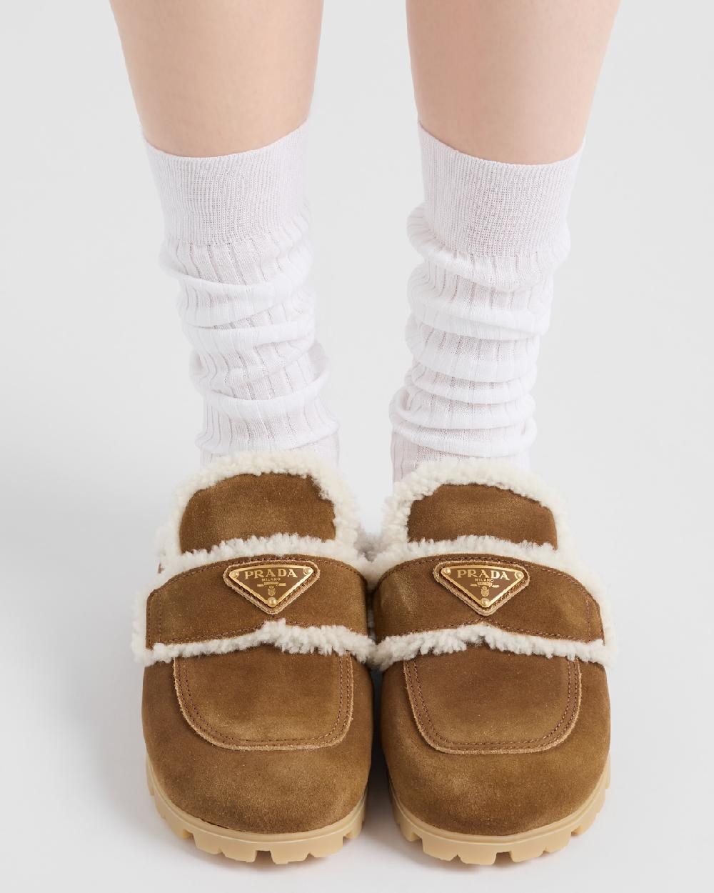 Prada Zapatillas De Ante Y Borreguillo
