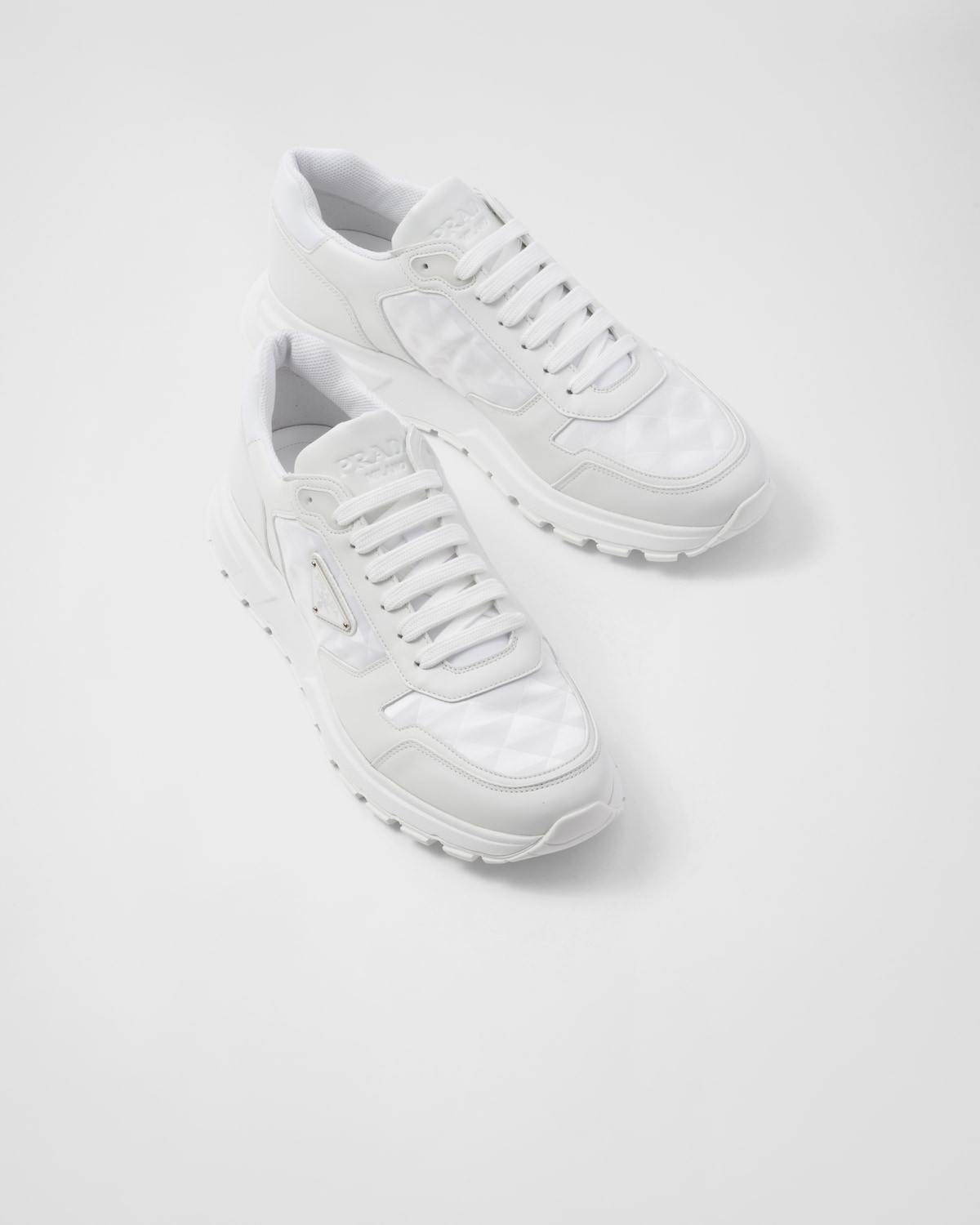 Prada Zapatillas De Caña Alta En Piel Y Re-Nylon