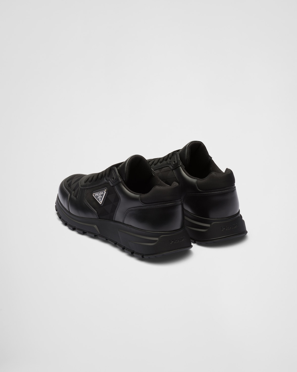 Prada Zapatillas De Caña Alta En Piel Y Re-Nylon