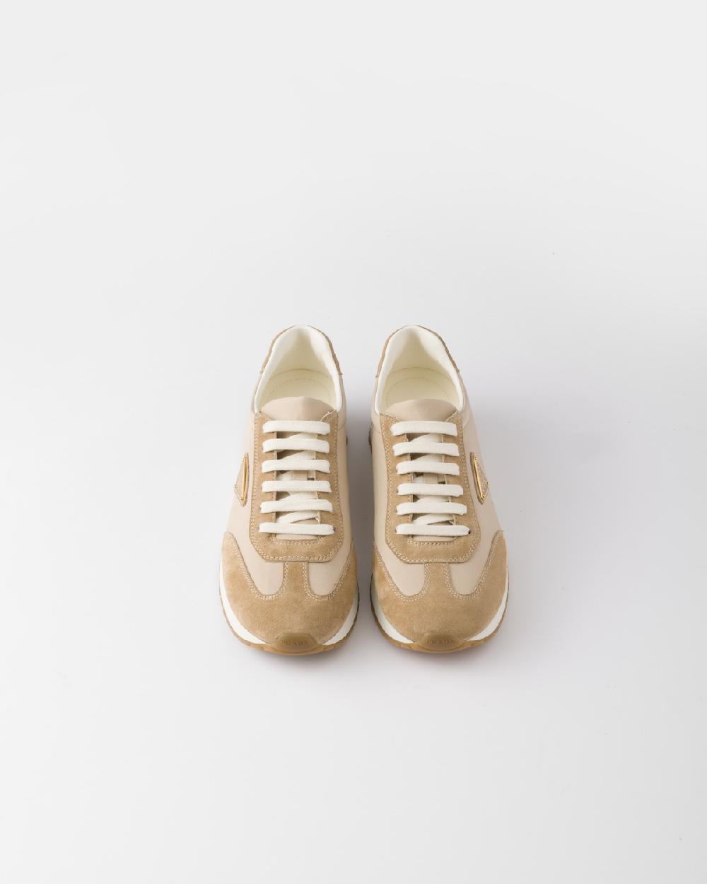 Prada Zapatillas En Dril De Tela Y Ante