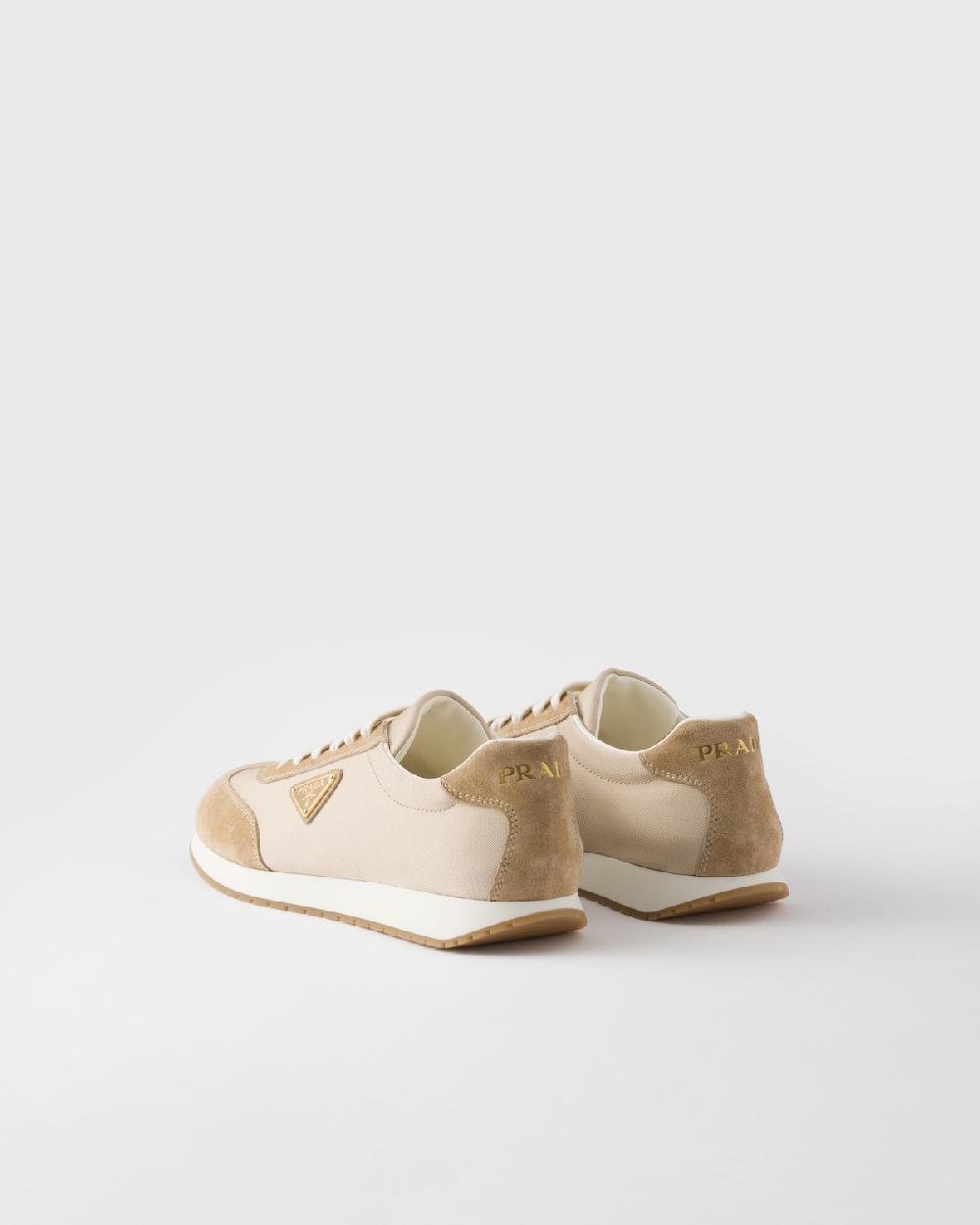 Prada Zapatillas En Dril De Tela Y Ante