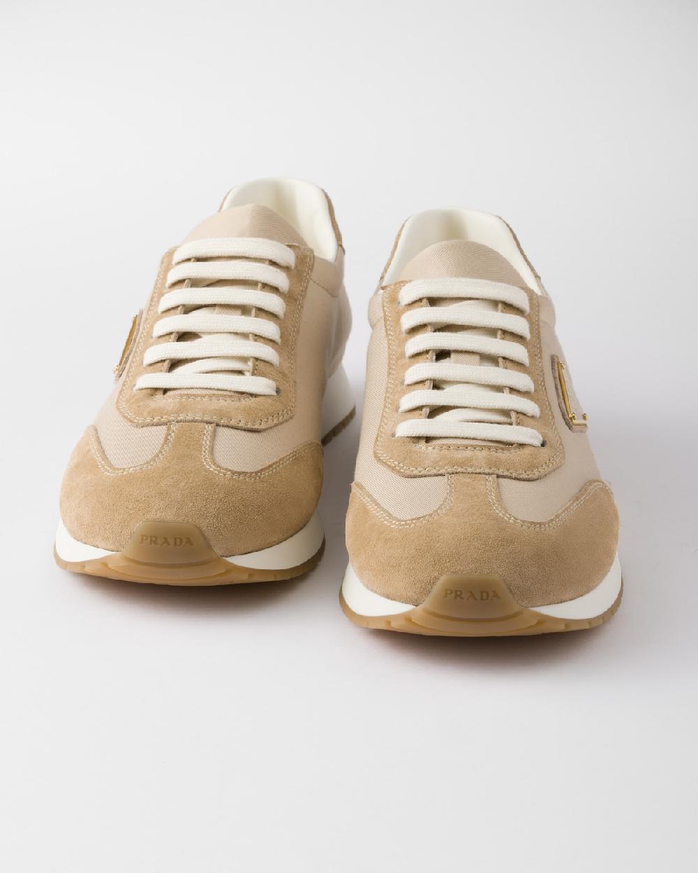 Prada Zapatillas En Dril De Tela Y Ante