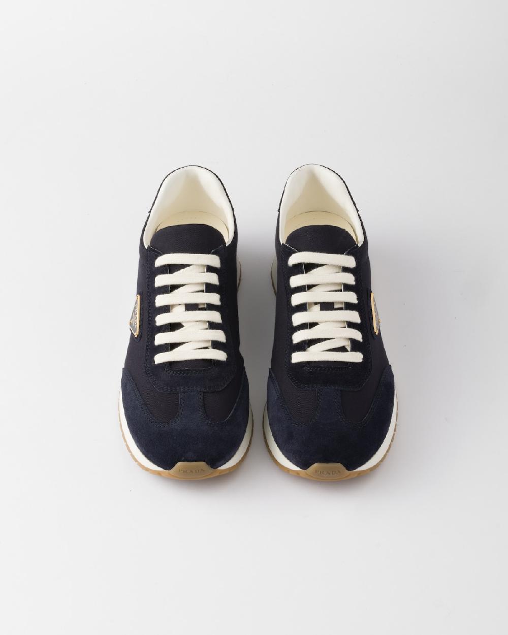 Prada Zapatillas En Dril De Tela Y Ante