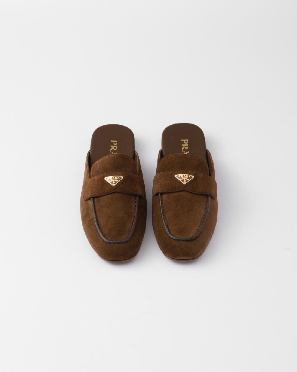 Prada Zapatillas Estilo Pantufla De Ante