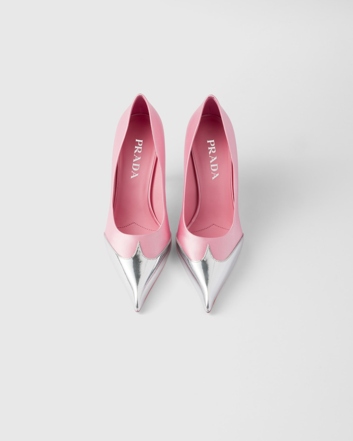 Prada Zapatos De Tacón De Satén Y Piel Metalizada