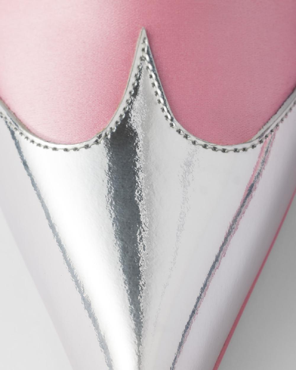 Prada Zapatos De Tacón De Satén Y Piel Metalizada